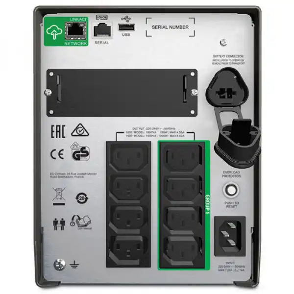 APC Smart-UPS 1000VA, Line Interactive, Sine Wave, Tower, 1000VA/700W, 230V, AVR, 8x IEC C13, Battery Pack 11Ah (RBC6), SmartConnect Port +