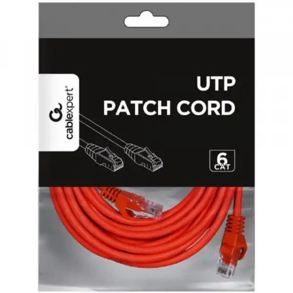 GEMBIRD PP6U-5M/R Mrežni kabl, CAT6 UTP Patch Cord 5m Red