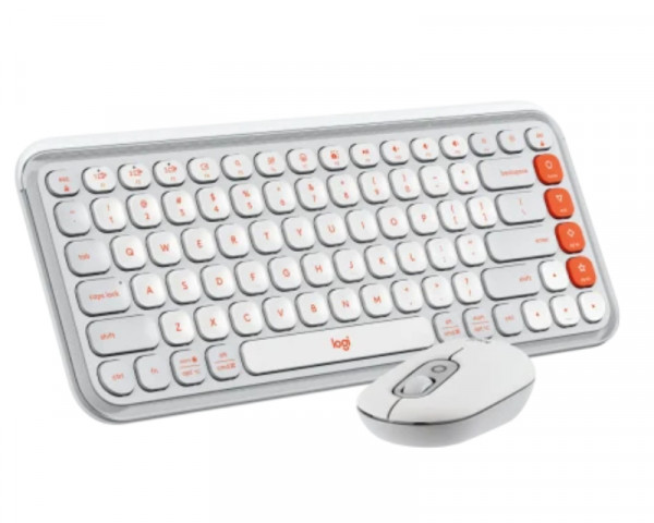 LOGITECH Pop Icon Graphite Combo wireless US tastatura i miš bela