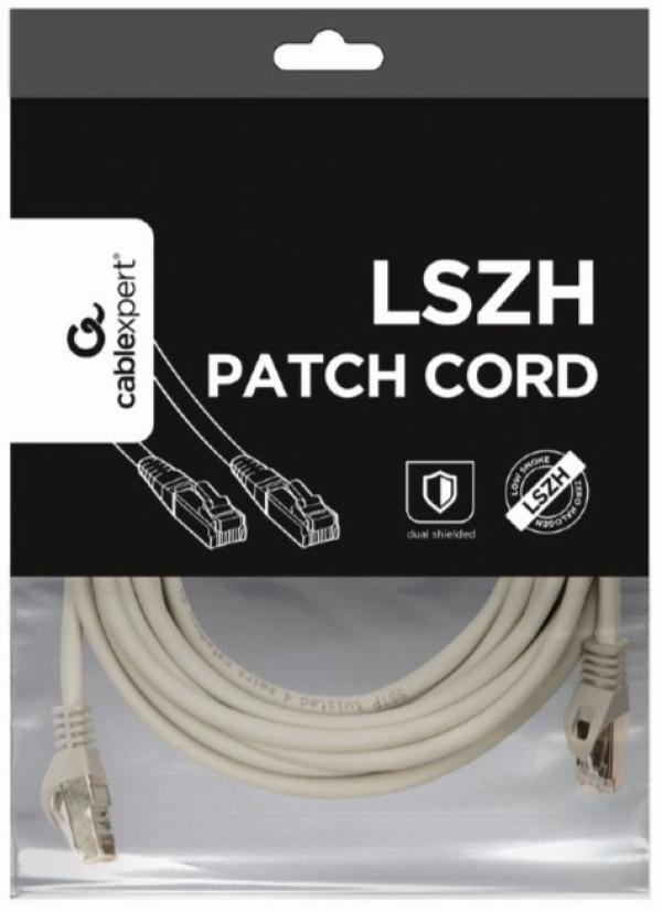 Gembird Mrezni kabl, PP6A-LSZHCU-5M SFTP CAT.6A BAKARNI LSZH Patch cord 5m Grey