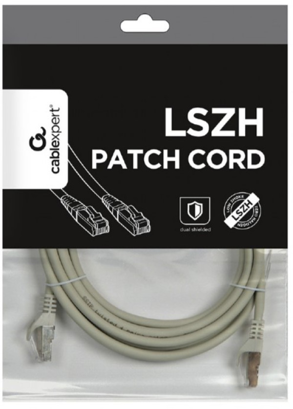 PP6A-LSZHCU-3M Gembird Mrezni kabl, SFTP CAT.6A BAKARNI LSZH Patch cord 3m Grey