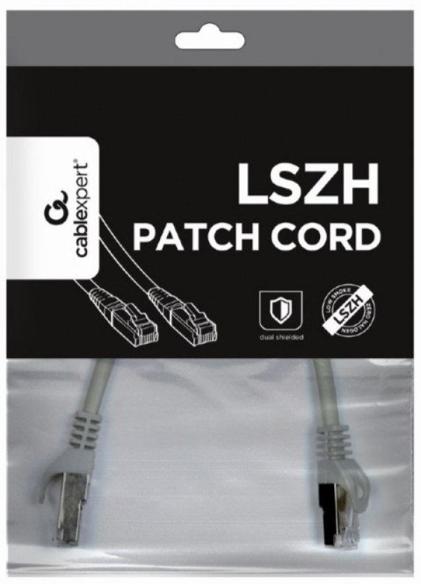 PP6A-LSZHCU-0.25M Gembird Mrezni kabl, SFTP CAT.6A BAKARNI LSZH Patch cord 0.25m Grey