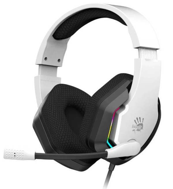 A4Tech Bloody gejmerske slusalice sa mikrofonom, A4-G260P WHITE 50mm/16ohm, USB za RGB, 3,5mm