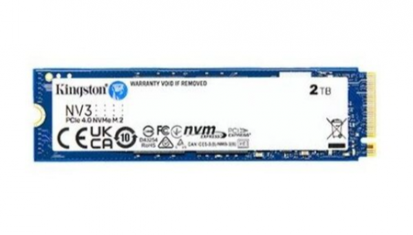 Kingston M.2 NVMe 2TB SSD, NV3, PCIe Gen 4x4, Read up to 6,000 MB/s, Write up to 5,000 MB/s, (single sided), 2280 ( SNV3S/2000G )