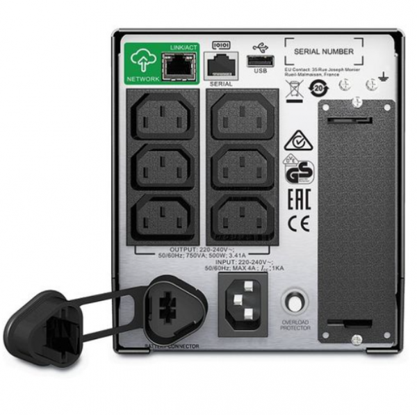 APC Smart-UPS 750VA, Line Interactive, Sine Wave, Tower, 750VA/500W, 230V, AVR, 6x IEC C13, Battery Pack 7Ah (RBC48), SmartConnect Port + S