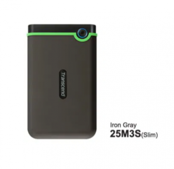 External HDD 2 TB Slim form factor, M3S, USB 3.1, 2.5, Anti-shock system, Backup software, 185g, Iron gray (Slim) ( TS2TSJ25C3S ) 