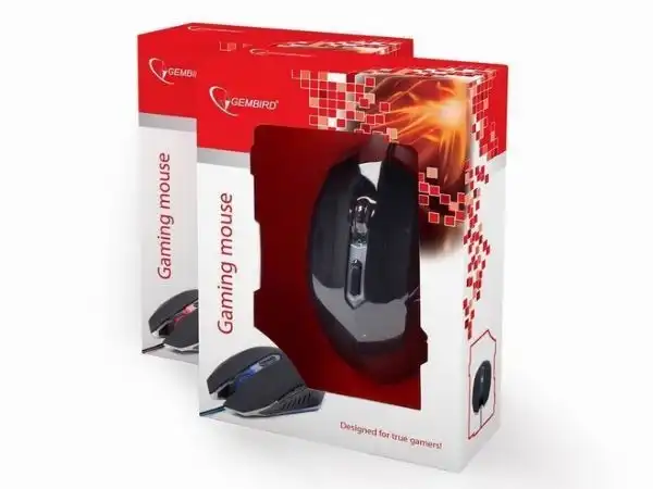 MUSG-001-B Gembird Gejmerski mis opticki sa plavim osvetljenjem 400-2400Dpi black 130mm