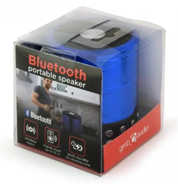 SPK-BT-08-B Gembird Portable Bluetooth speaker +handsfree 3W, FM, microSD, AUX, blue